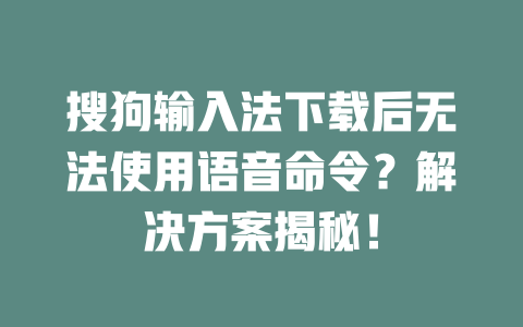 搜狗输入法下载后无法使用语音命令?解决方案揭秘! 一